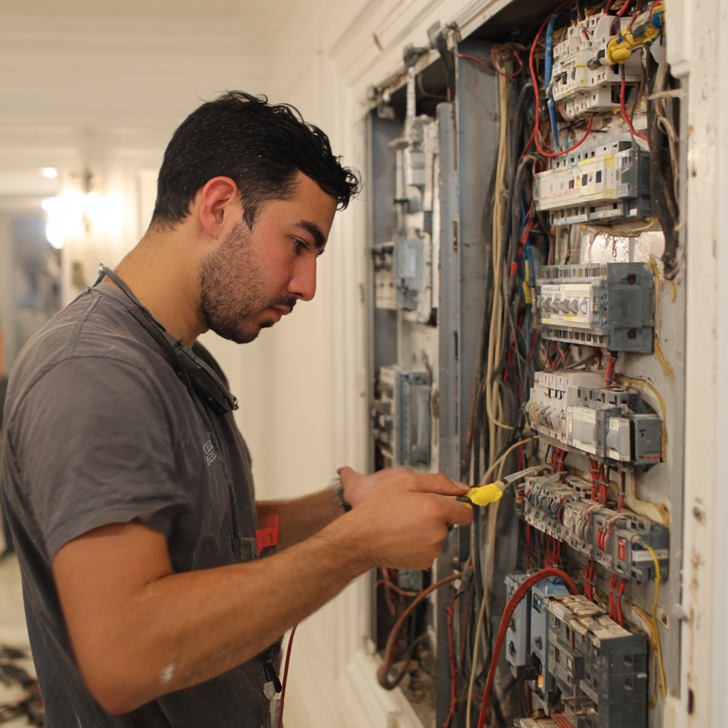 Professional electrical panel upgrade installation replacing old 60-amp service with modern 200-amp capacity panel